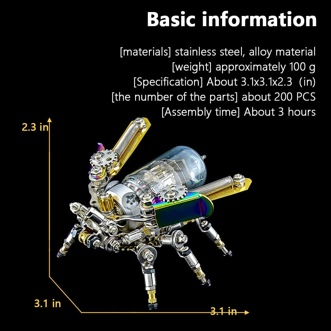 200-Piece Mechanical LED Firefly 3D Metal Puzzle: Insect Series 200-Piece Mechanical LED Firefly 3D Metal Puzzle: Insect Series