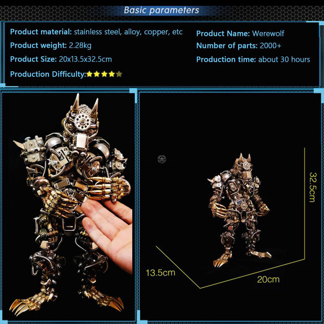 3D DIY Metal Assembly Werewolf Model Hyperrealistic Toy Set 3D DIY Metal Assembly Werewolf Model Hyperrealistic Toy Set