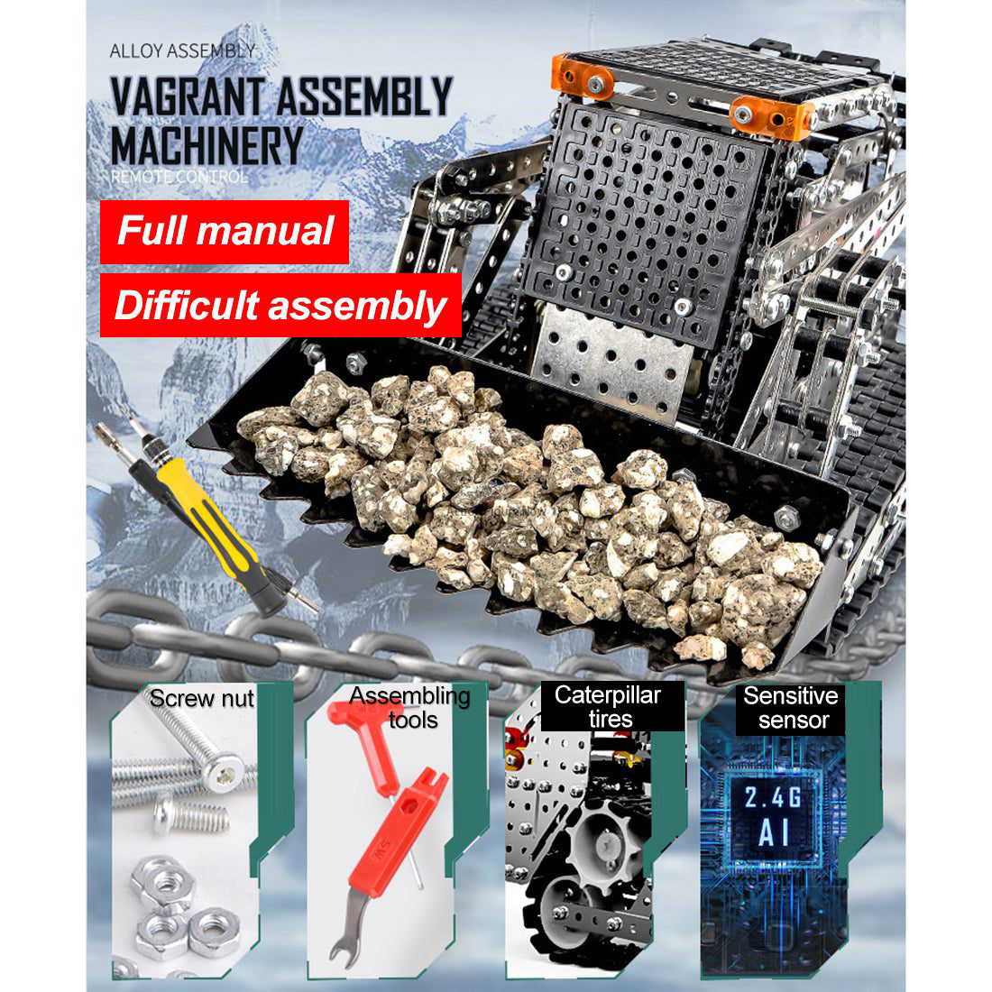 1150-Piece 9-Channel Remote Control Bulldozer 3D Metal Assembly Model Kit Construction Toy 1150-Piece 9-Channel Remote Control Bulldozer 3D Metal Assembly Model Kit Construction Toy