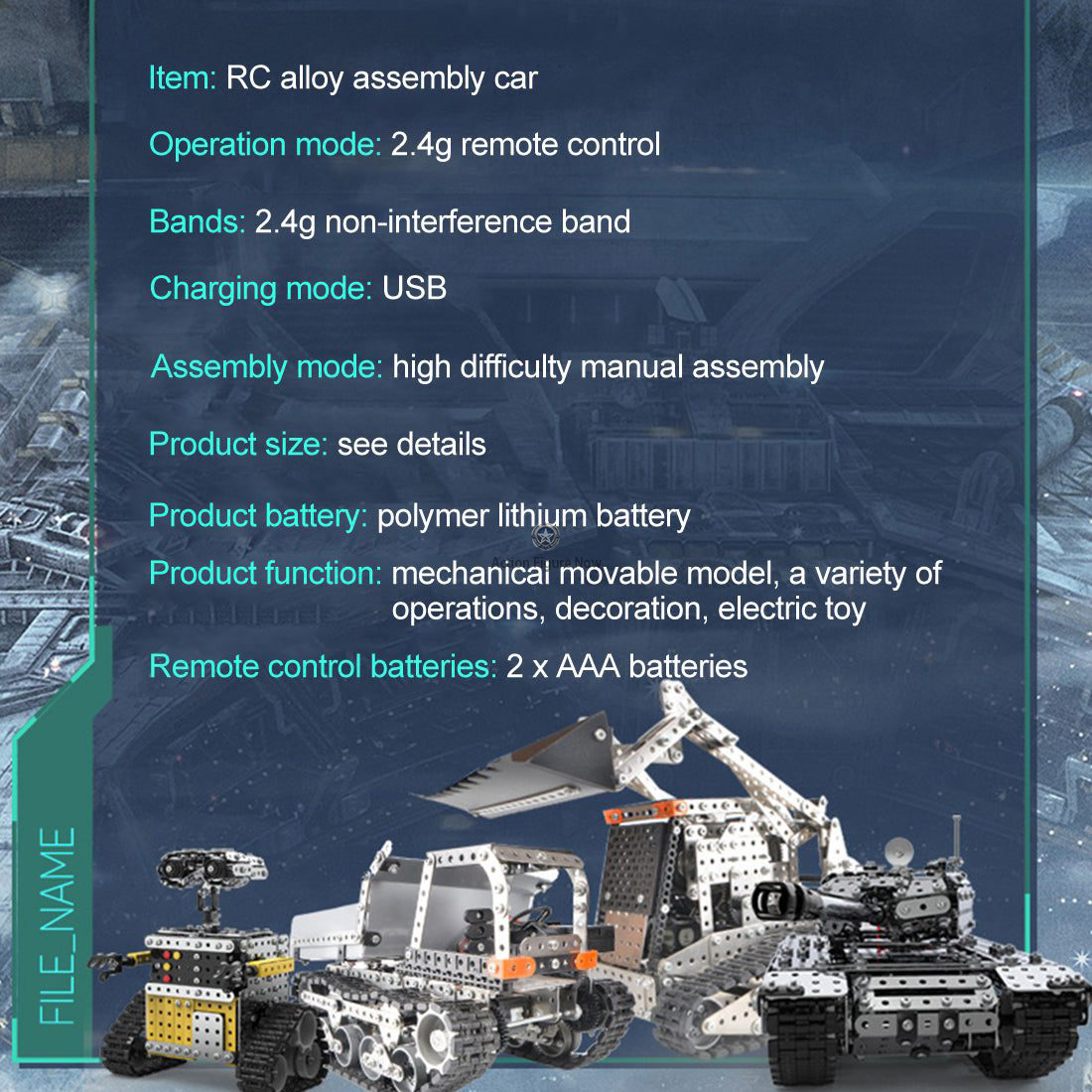1150-Piece 9-Channel Remote Control Bulldozer 3D Metal Assembly Model Kit Construction Toy 1150-Piece 9-Channel Remote Control Bulldozer 3D Metal Assembly Model Kit Construction Toy