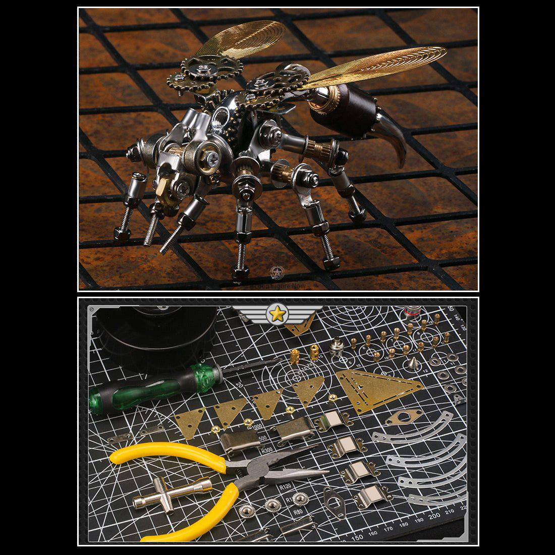 126-Piece DIY Steampunk Metal Hornet Puzzle 3D Metal Assembly Model Kit 126-Piece DIY Steampunk Metal Hornet Puzzle 3D Metal Assembly Model Kit