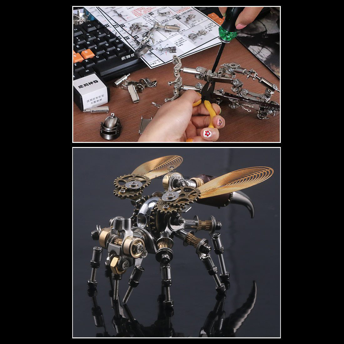 126-Piece DIY Steampunk Metal Hornet Puzzle 3D Metal Assembly Model Kit 126-Piece DIY Steampunk Metal Hornet Puzzle 3D Metal Assembly Model Kit