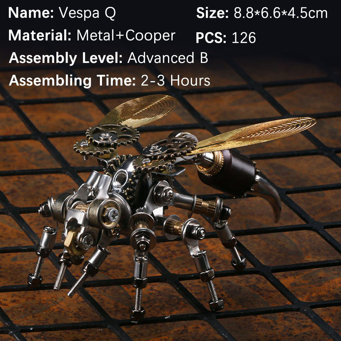 126-Piece DIY Steampunk Metal Hornet Puzzle 3D Metal Assembly Model Kit 126-Piece DIY Steampunk Metal Hornet Puzzle 3D Metal Assembly Model Kit