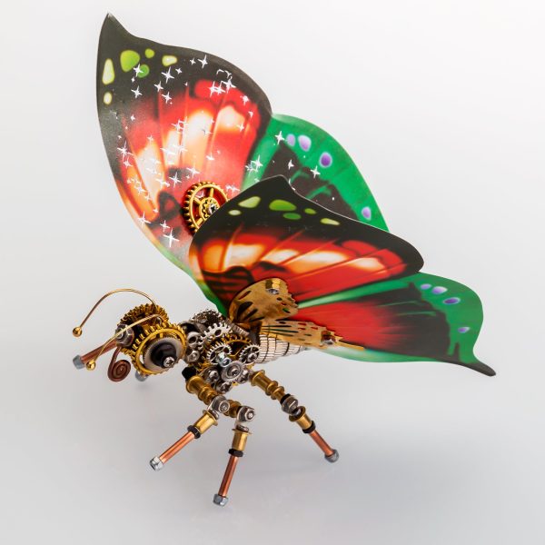 150-Piece Red and Green Swallowtail Butterfly Metal Model Assembly Learning Kit