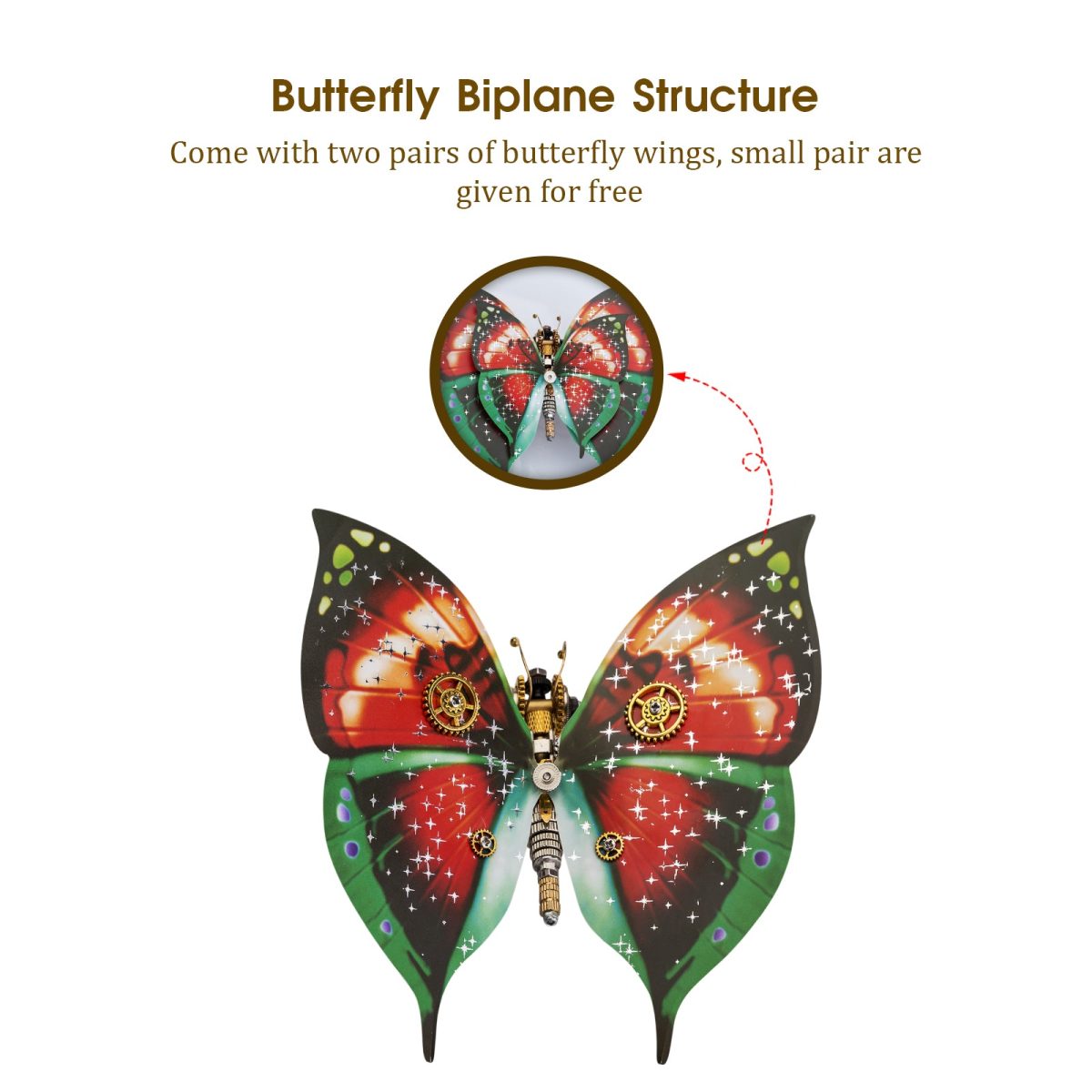 150-Piece Red and Green Swallowtail Butterfly Metal Model Assembly Learning Kit