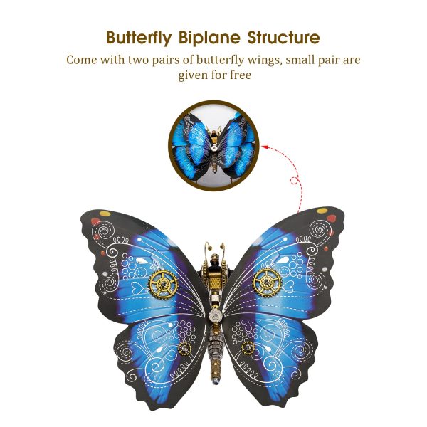 150-Piece Blue Morpho Butterfly 3D Metal Puzzle Model