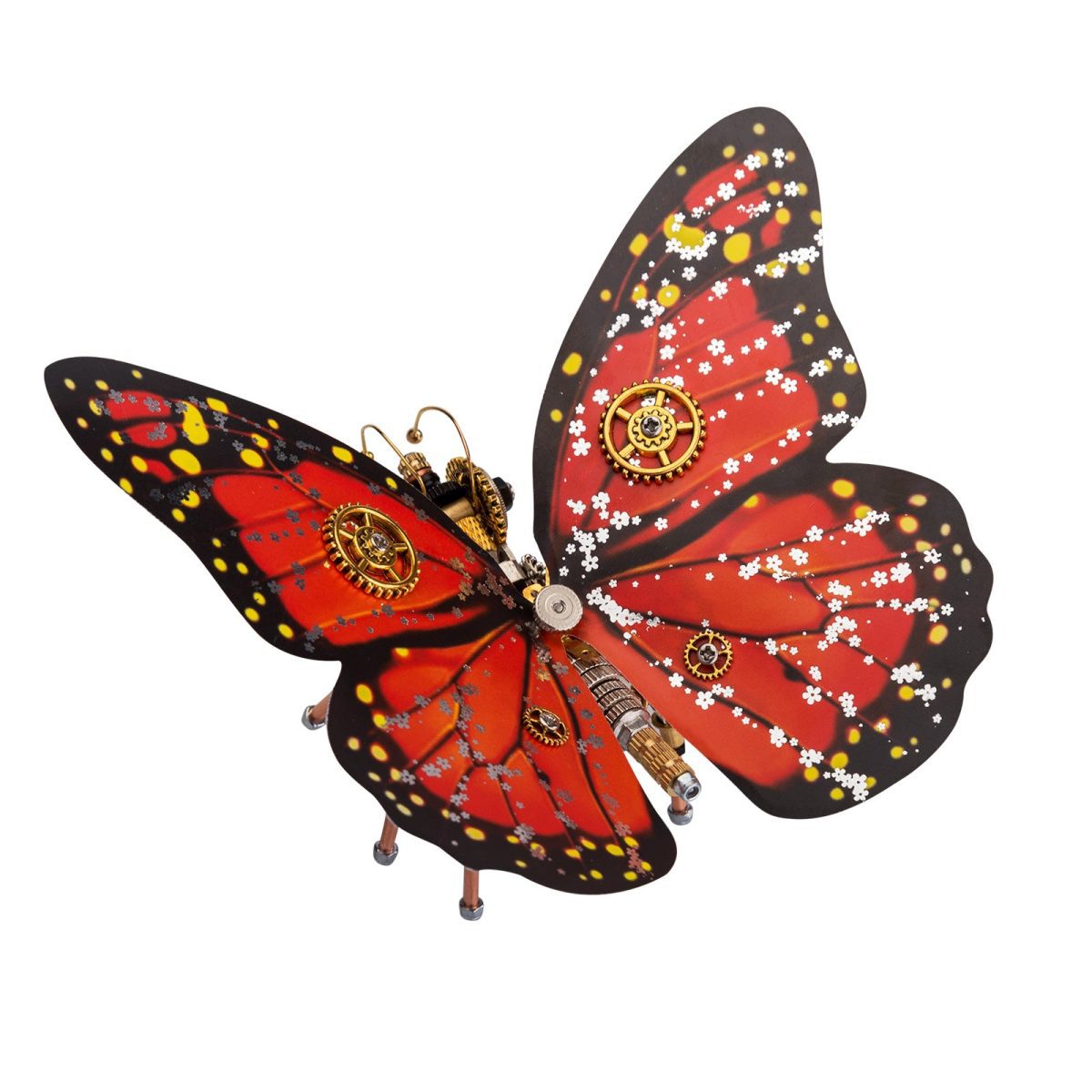 150Pcs Steampunk Scarlet Peacock Butterfly Assembly Model in Red