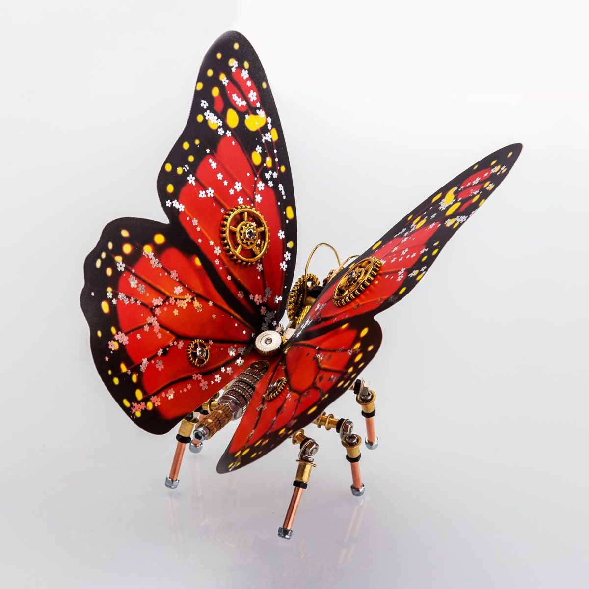 150Pcs Steampunk Scarlet Peacock Butterfly Assembly Model in Red