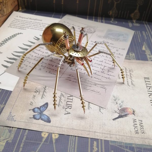 168-Piece 3D Brass Spider Steampunk Model Kit: DIY Metal Puzzle Building Set