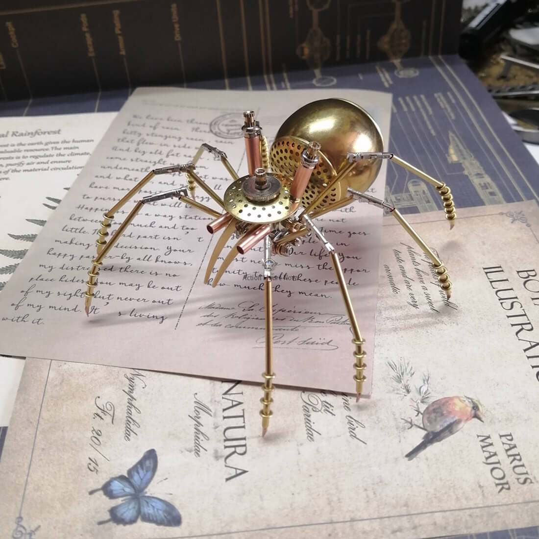 168-Piece 3D Brass Spider Steampunk Model Kit: DIY Metal Puzzle Building Set 168-Piece 3D Brass Spider Steampunk Model Kit: DIY Metal Puzzle Building Set