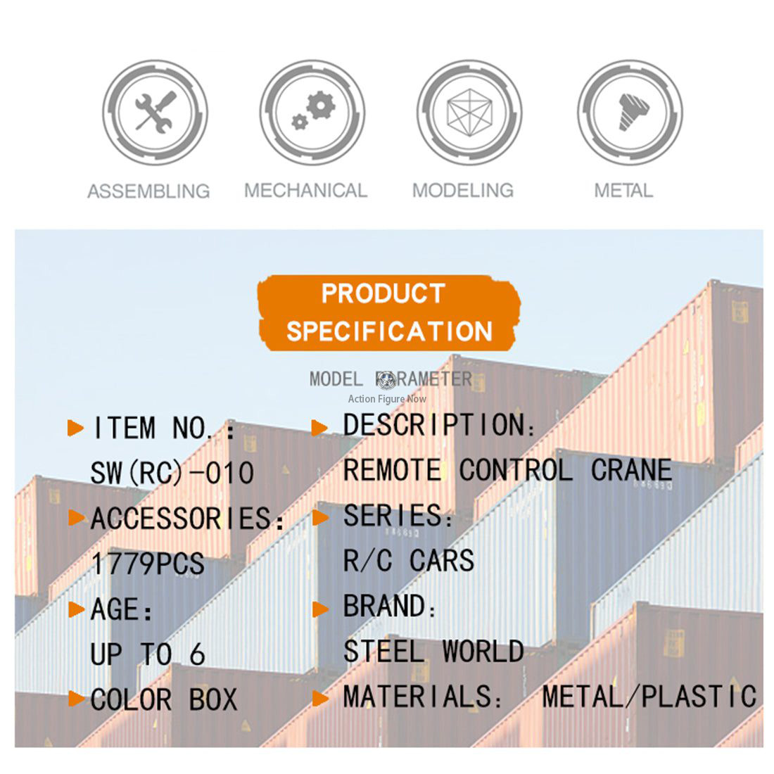 1745Pcs DIY Stainless Steel Assembled RC Car Crane Model 2.4G 10CH 1745Pcs DIY Stainless Steel Assembled RC Car Crane Model 2.4G 10CH