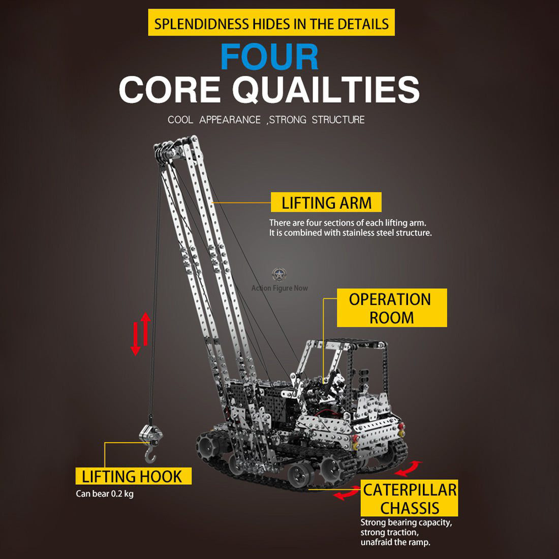 1745Pcs 2.4G 10CH DIY Metal KIT - Heavy Duty Self-erecting RC Crane with Foldable Jib 1745Pcs 2.4G 10CH DIY Metal KIT - Heavy Duty Self-erecting RC Crane with Foldable Jib
