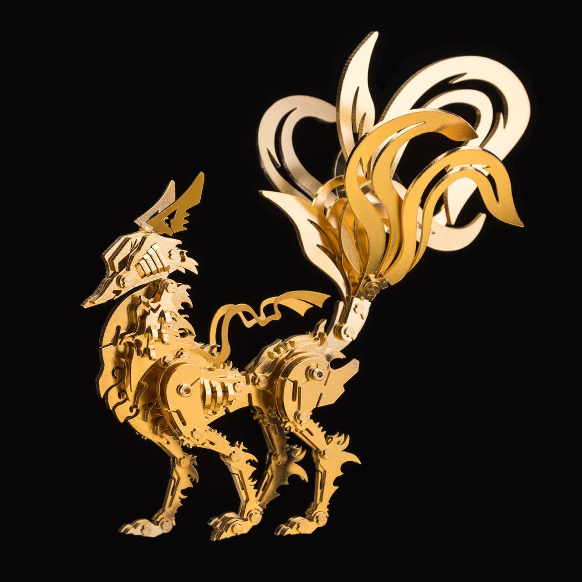 Golden Nine-Tailed Fox 3D Metal Puzzle: Mythological Oriental Creature