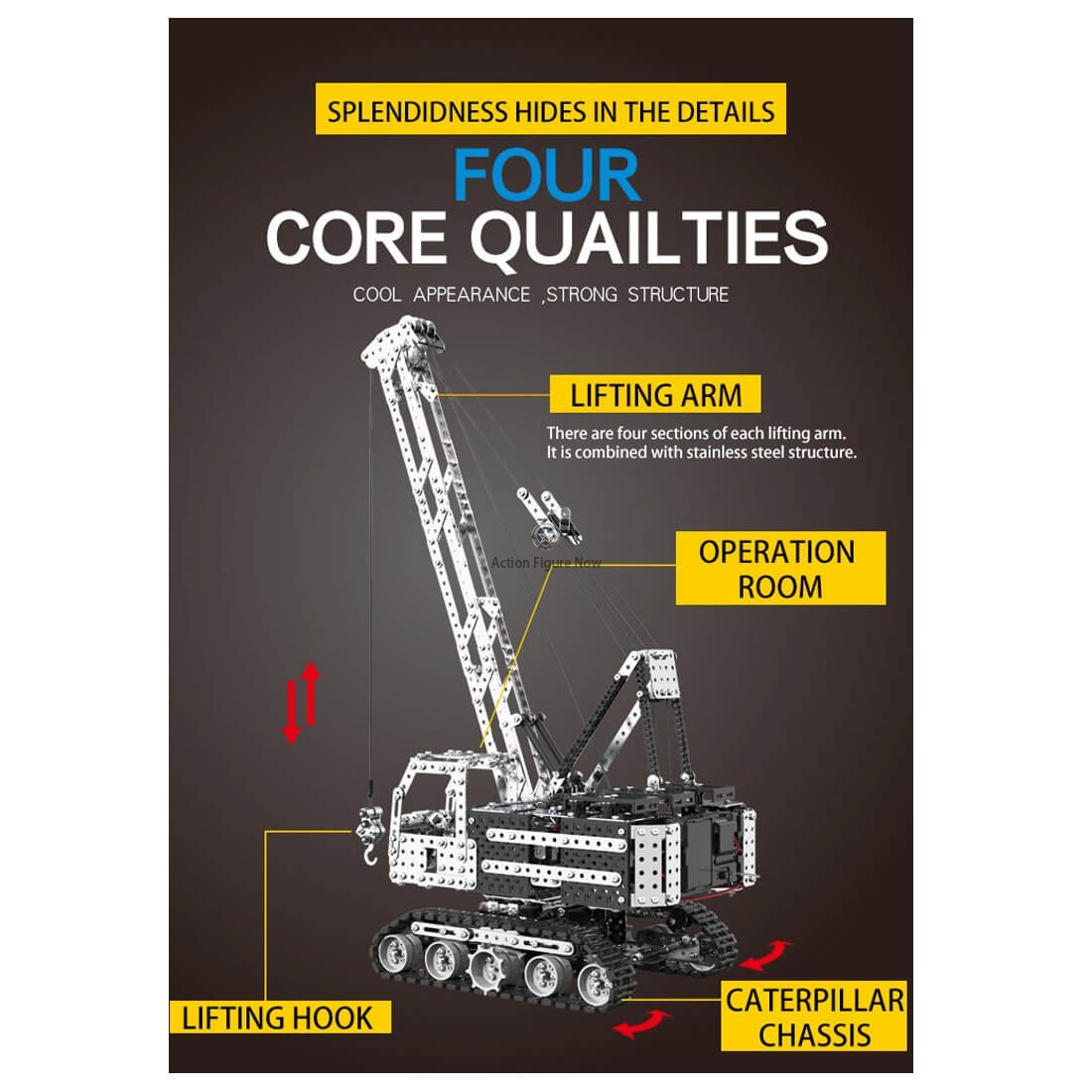 DIY Assembly 2152Pcs Stainless Steel 2.4G 12CH Remote Control Crawler Crane Building Blocks Crane Toy DIY Assembly 2152Pcs Stainless Steel 2.4G 12CH Remote Control Crawler Crane Building Blocks Crane Toy
