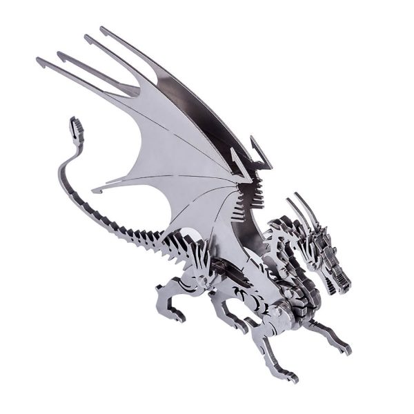 2pcs 3D Ice Dragon & Flying Dragon DIY Assembled Metal Model Puzzle Toys