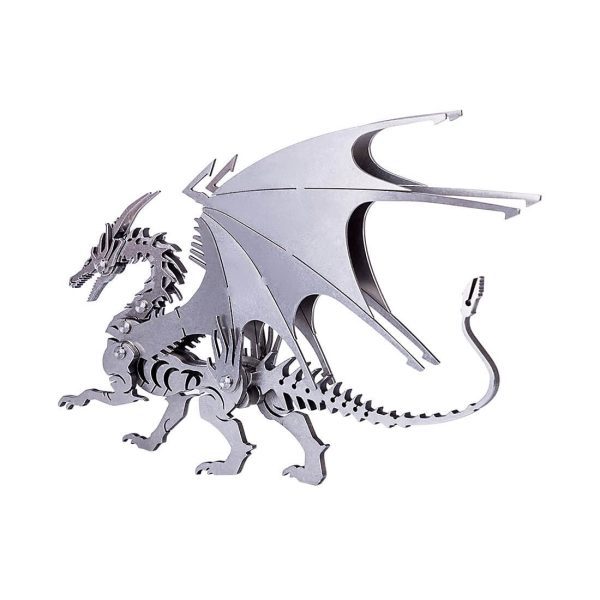 2pcs 3D Ice Dragon & Flying Dragon DIY Assembled Metal Model Puzzle Toys