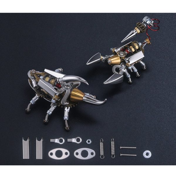 2-Piece DIY 3D Metal Scorpion and Longhorn Beetle Assembly Model Puzzle Kit