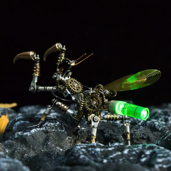 3D Metal Little Mantis Model with Glow Light DIY Kit