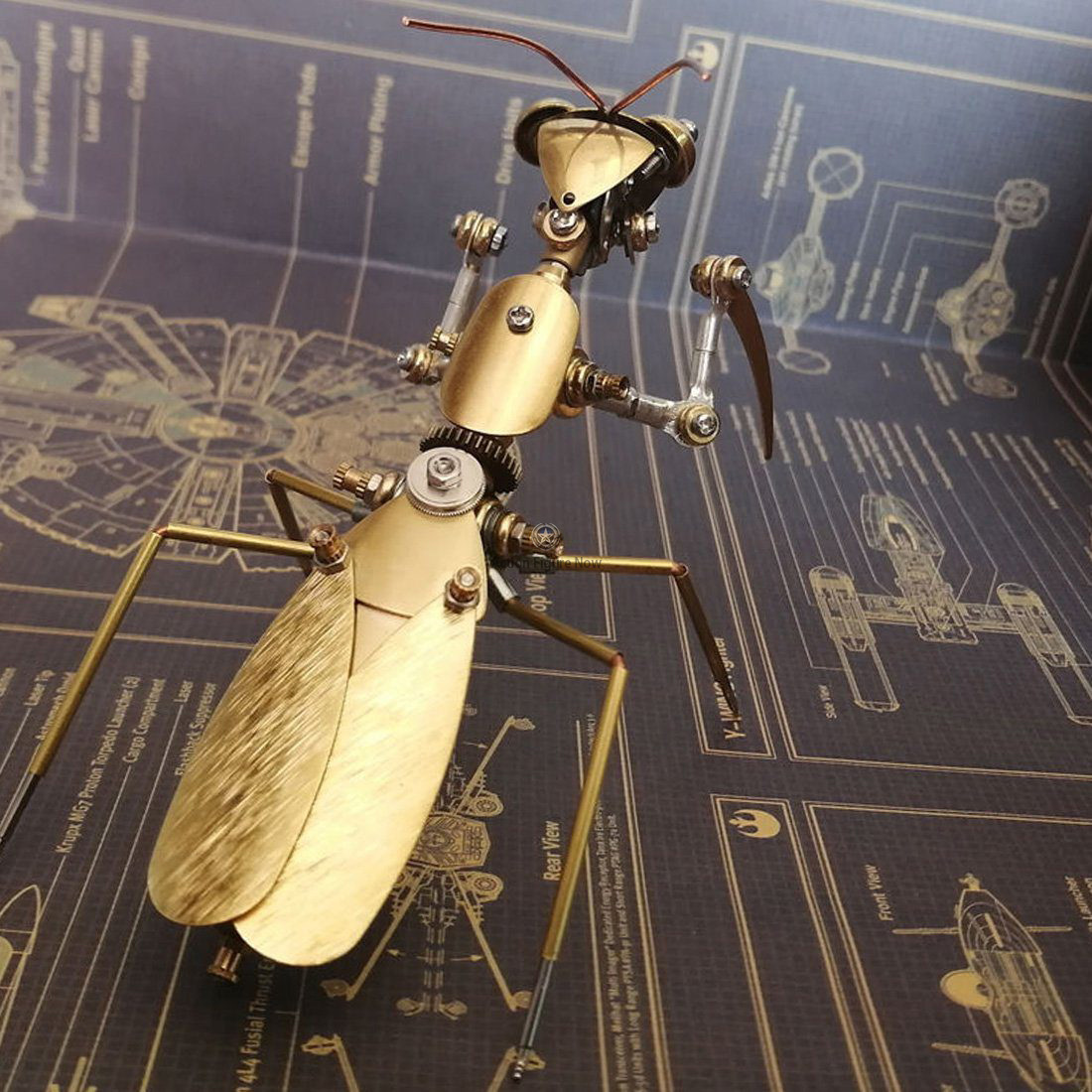 3D Copper Mantis Metal Mechanical Insects Model Steampunk Kit 3D Copper Mantis Metal Mechanical Insects Model Steampunk Kit