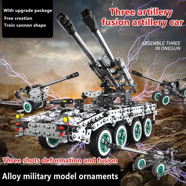 3D Metal Puzzle: Transformable Artillery Car Model Kit (1207 Pieces)