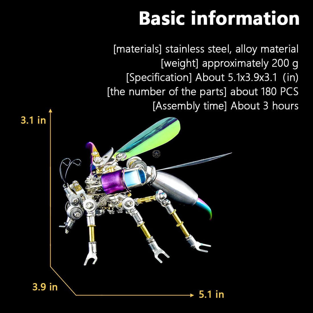 3pcs Metal Insect 3D Puzzle Set: Beetle, Firefly, and Wasp 3pcs Metal Insect 3D Puzzle Set: Beetle, Firefly, and Wasp