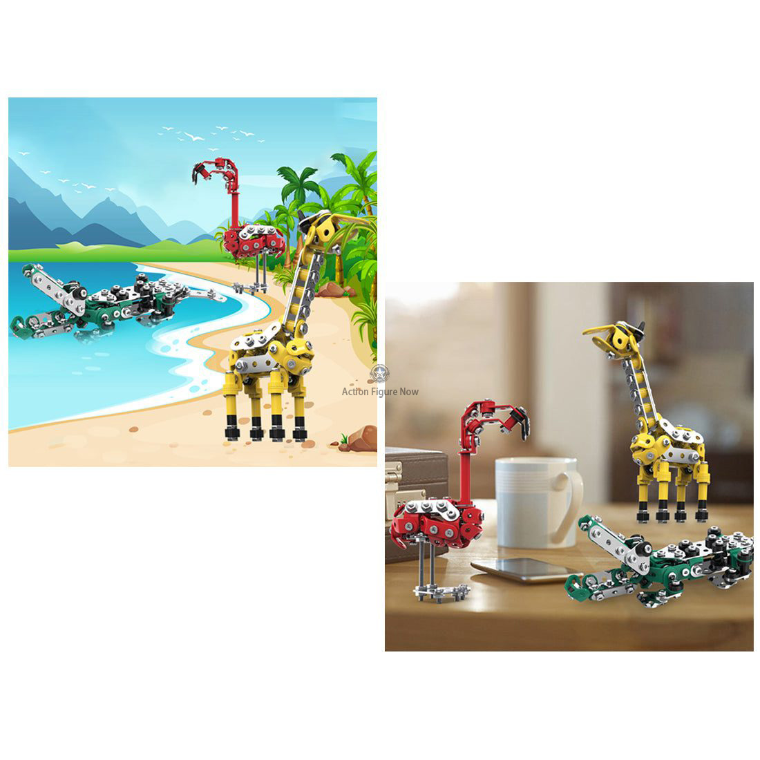 3-Piece DIY Metal Toy Animal Model Set: Flamingo, Giraffe, and Crocodile 3-Piece DIY Metal Toy Animal Model Set: Flamingo, Giraffe, and Crocodile