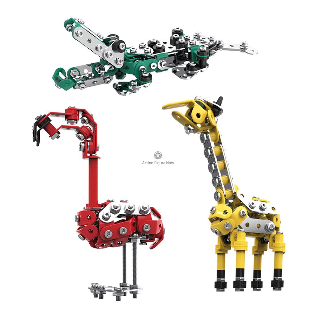 3-Piece DIY Metal Toy Animal Model Set: Flamingo, Giraffe, and Crocodile 3-Piece DIY Metal Toy Animal Model Set: Flamingo, Giraffe, and Crocodile