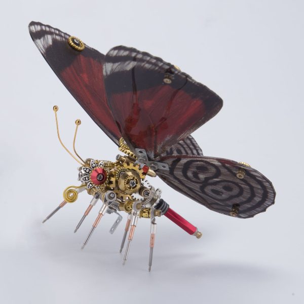 3pcs Set Steampunk Red Lacewing Butterfly 3D Metal Model Kits for Women