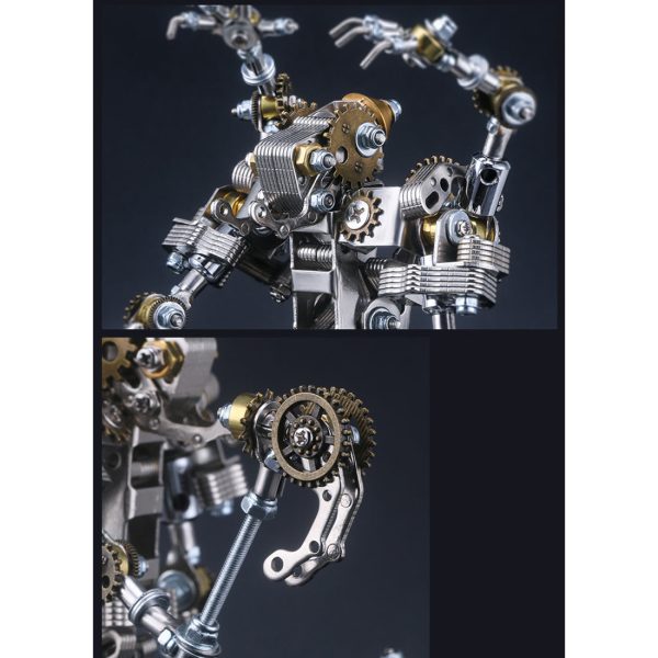 434Pcs Mecha Priest with Cog Axe DIY 3D Metal Puzzle Model Kit with Phone Holder