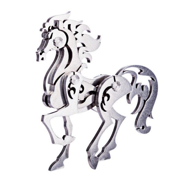 3D Metal Animal Puzzle Set (Tiger, Cattle, Cock, Horse)
