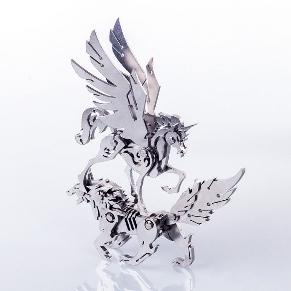 4-Piece Metal DIY Assembly Detachable 3D Puzzle Kit: Unicorn, Wolf, Lion, Fox
