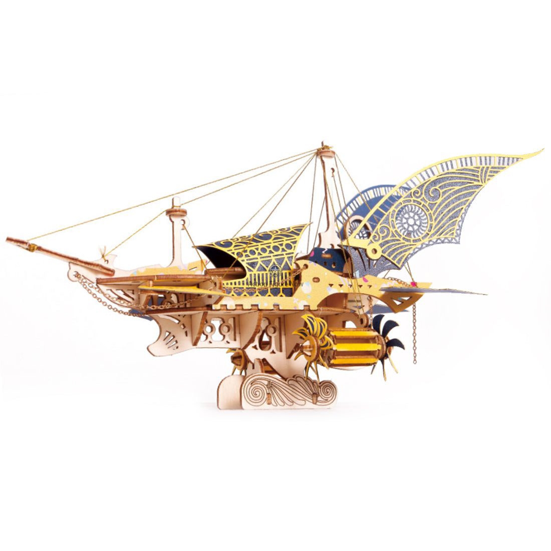 4pcs Fantasy Steampunk Spaceship 3D DIY Wooden Puzzle 4pcs Fantasy Steampunk Spaceship 3D DIY Wooden Puzzle