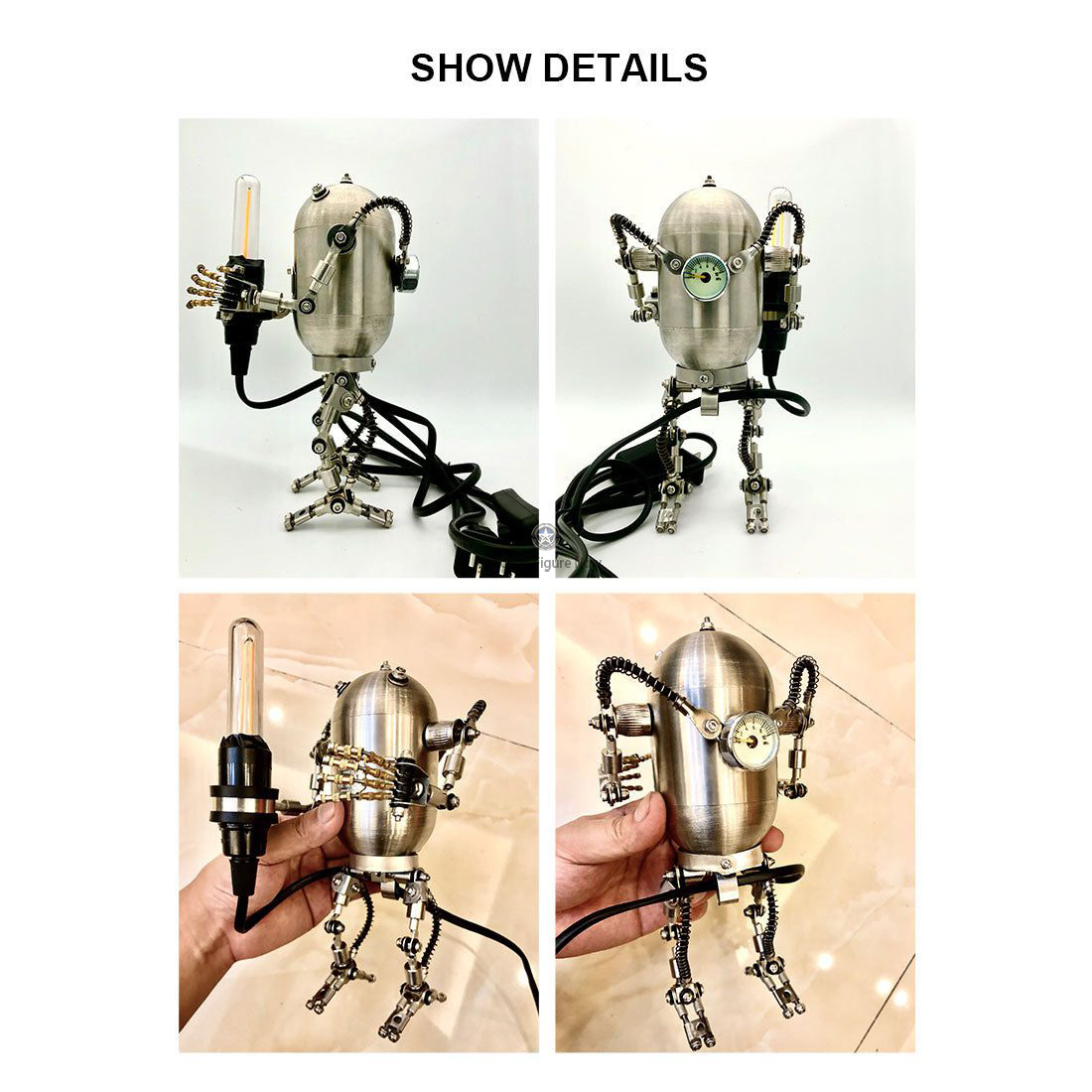 50PCS Steampunk Style Iron Little Robot Man with Light Sword Model Building Kits Y1001 50PCS Steampunk Style Iron Little Robot Man with Light Sword Model Building Kits Y1001
