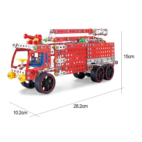 528-Piece Assembly Metal Fire Fighting Aerial Ladder Firetruck Model Kit - STEM Engineering Education