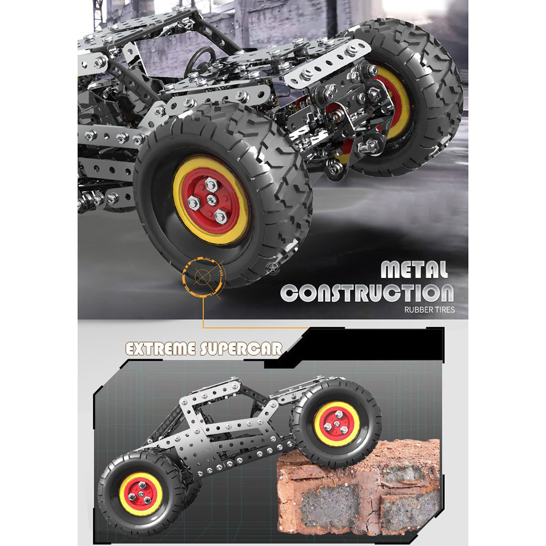 657 Pieces Stainless Steel DIY High-Speed Off-Road Vehicle Toy Car Assembly 657 Pieces Stainless Steel DIY High-Speed Off-Road Vehicle Toy Car Assembly
