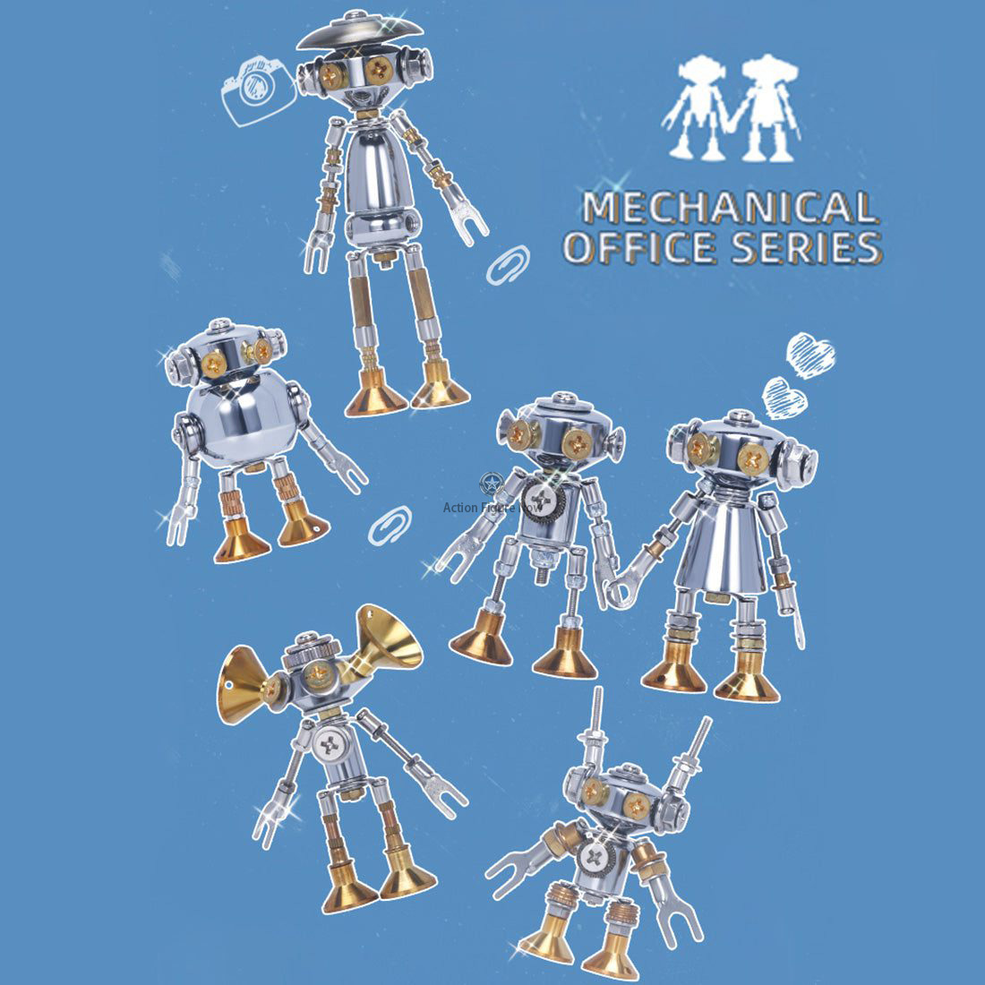 6PCS 3D Metal Mini White-Collar Mecha Office Series Model Building Kits 6PCS 3D Metal Mini White-Collar Mecha Office Series Model Building Kits