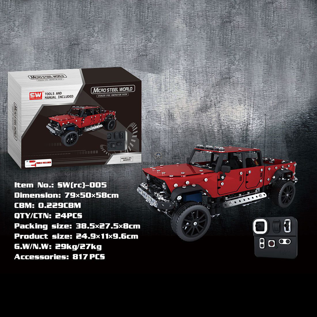817Pcs 1:16 Stainless Steel RC Pickup Truck Off-road Vehicle DIY Model Puzzle Kit 817Pcs 1:16 Stainless Steel RC Pickup Truck Off-road Vehicle DIY Model Puzzle Kit