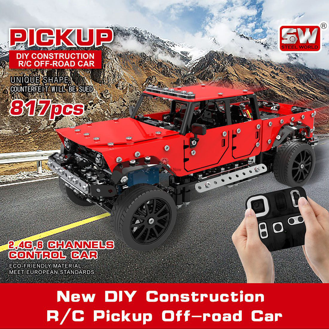 817Pcs 1:16 Stainless Steel RC Pickup Truck Off-road Vehicle DIY Model Puzzle Kit 817Pcs 1:16 Stainless Steel RC Pickup Truck Off-road Vehicle DIY Model Puzzle Kit