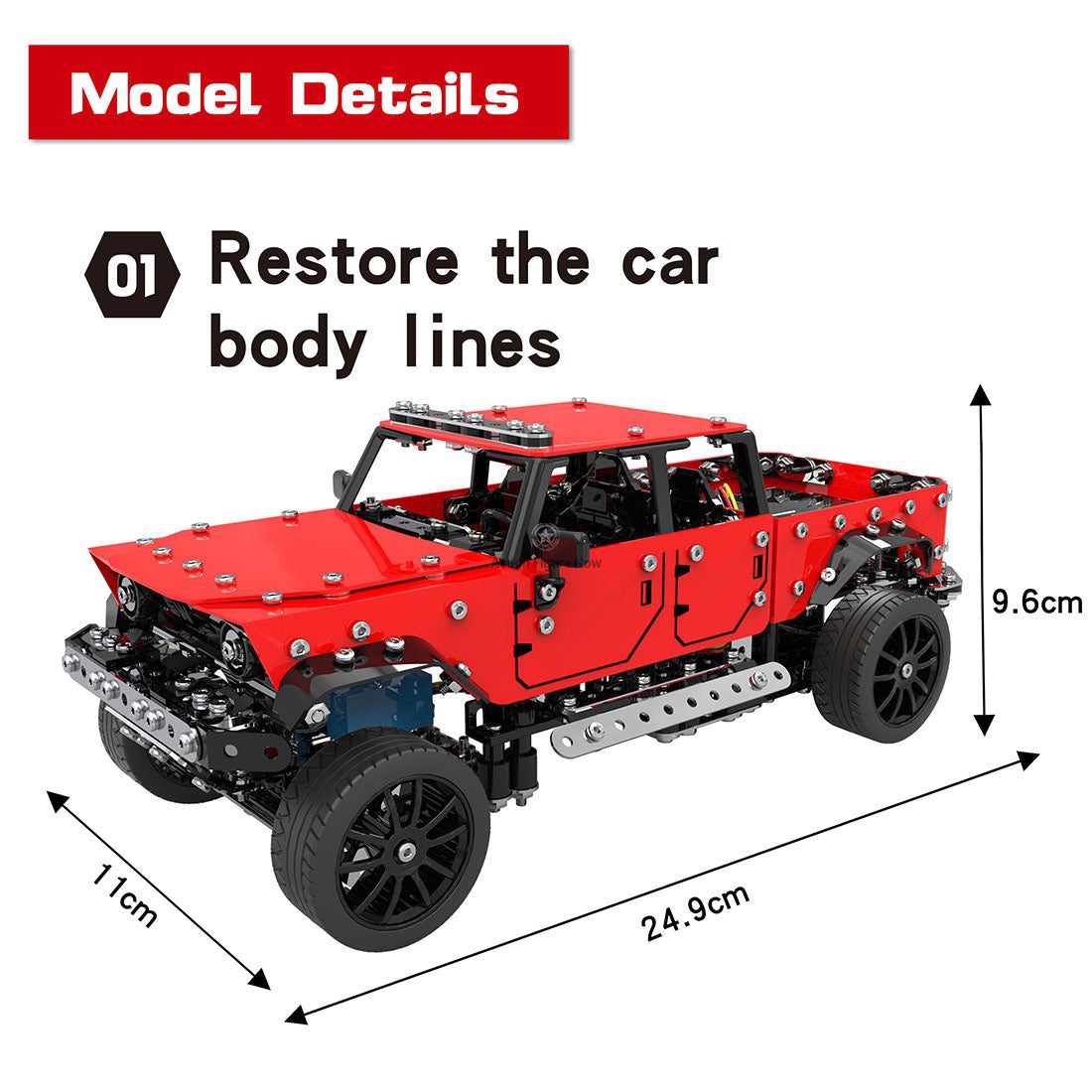 817Pcs 1:16 Stainless Steel RC Pickup Truck Off-road Vehicle DIY Model Puzzle Kit 817Pcs 1:16 Stainless Steel RC Pickup Truck Off-road Vehicle DIY Model Puzzle Kit