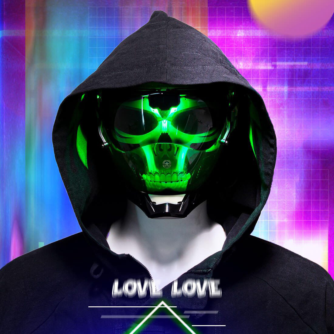 Punk Mecha Skull Head Mask for Men's Costume Cosplay Prop for Halloween Parties : Green Punk Mecha Skull Head Mask for Men's Costume Cosplay Prop for Halloween Parties : Green