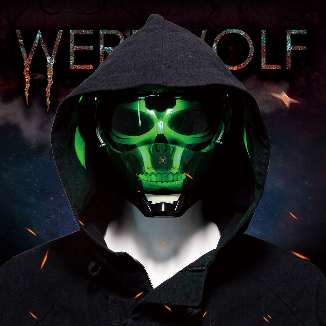 Punk Mecha Skull Head Mask for Men's Costume Cosplay Prop for Halloween Parties : Green Punk Mecha Skull Head Mask for Men's Costume Cosplay Prop for Halloween Parties : Green