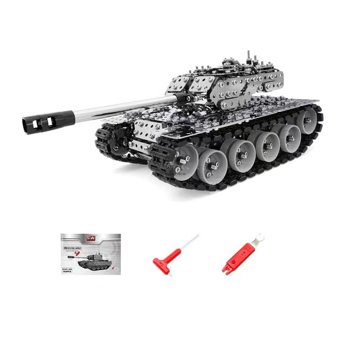 843-Piece 3D Military Tank Metal Assembly Model Kit Puzzle Toy for