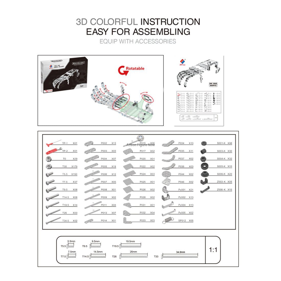 DIY Metal Screw Puzzle Kit with 822 Alloy Manipulator Assembly Pieces for Adults and Kids DIY Metal Screw Puzzle Kit with 822 Alloy Manipulator Assembly Pieces for Adults and Kids