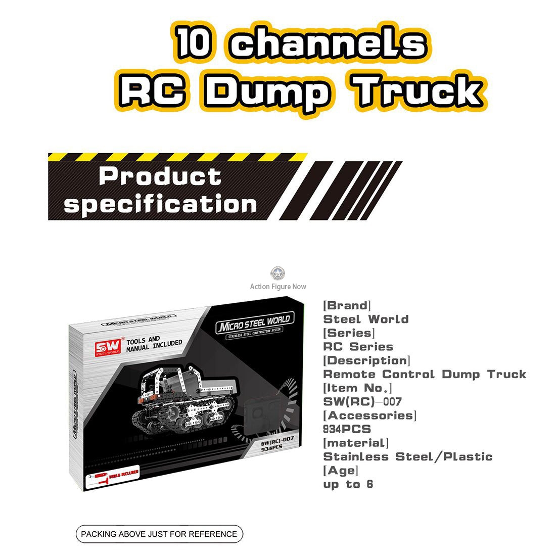 934Pcs 2.4Ghz 10CH Metal RC Tracked Dump Truck Model Puzzle 934Pcs 2.4Ghz 10CH Metal RC Tracked Dump Truck Model Puzzle