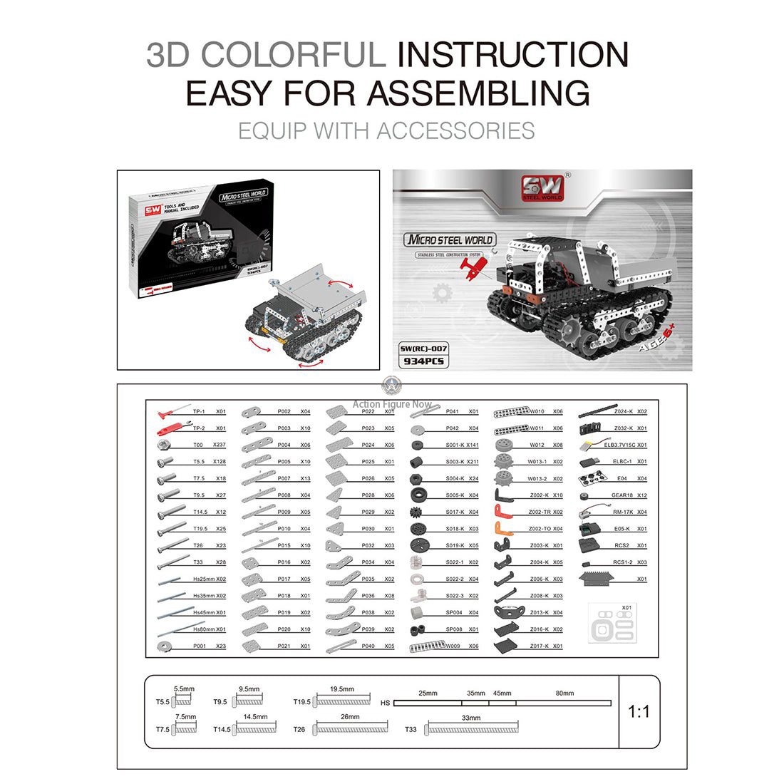 934Pcs 2.4Ghz 10CH Metal RC Tracked Dump Truck Model Puzzle 934Pcs 2.4Ghz 10CH Metal RC Tracked Dump Truck Model Puzzle