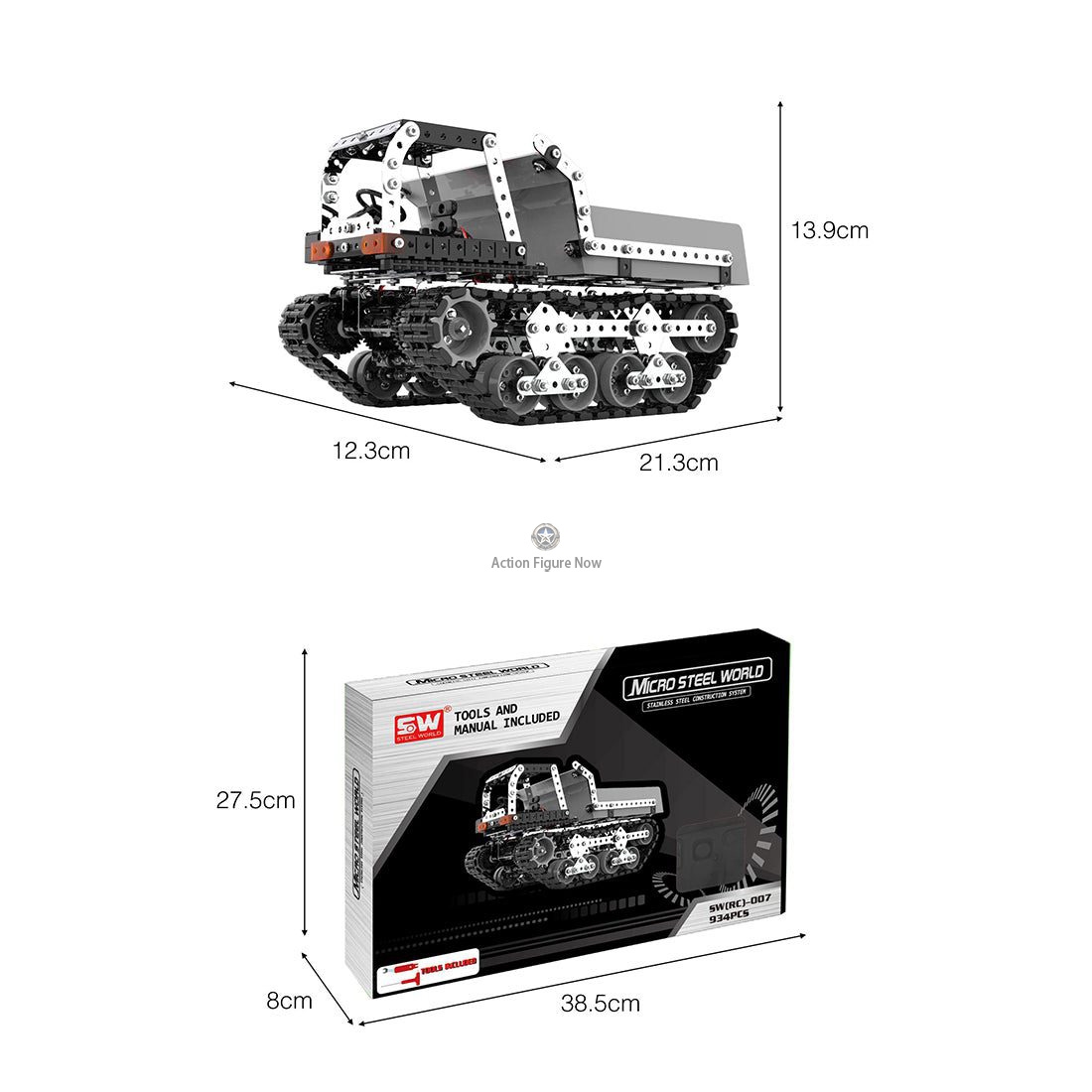 934Pcs 2.4Ghz 10CH Metal RC Tracked Dump Truck Model Puzzle 934Pcs 2.4Ghz 10CH Metal RC Tracked Dump Truck Model Puzzle