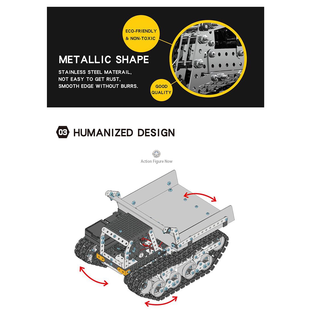 934Pcs 2.4Ghz 10CH Metal RC Tracked Dump Truck Model Puzzle 934Pcs 2.4Ghz 10CH Metal RC Tracked Dump Truck Model Puzzle