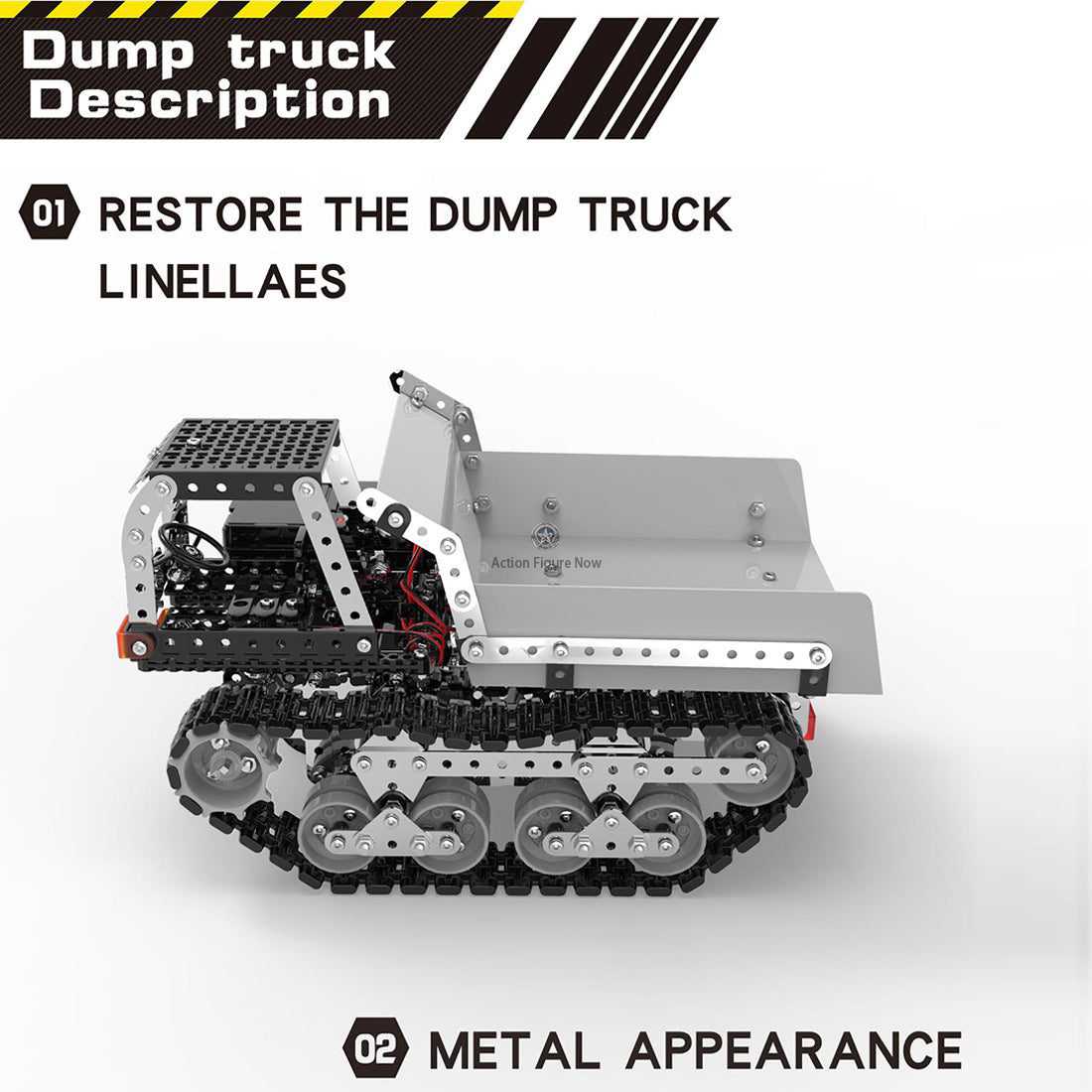 934Pcs 2.4Ghz 10CH Metal RC Tracked Dump Truck Model Puzzle 934Pcs 2.4Ghz 10CH Metal RC Tracked Dump Truck Model Puzzle