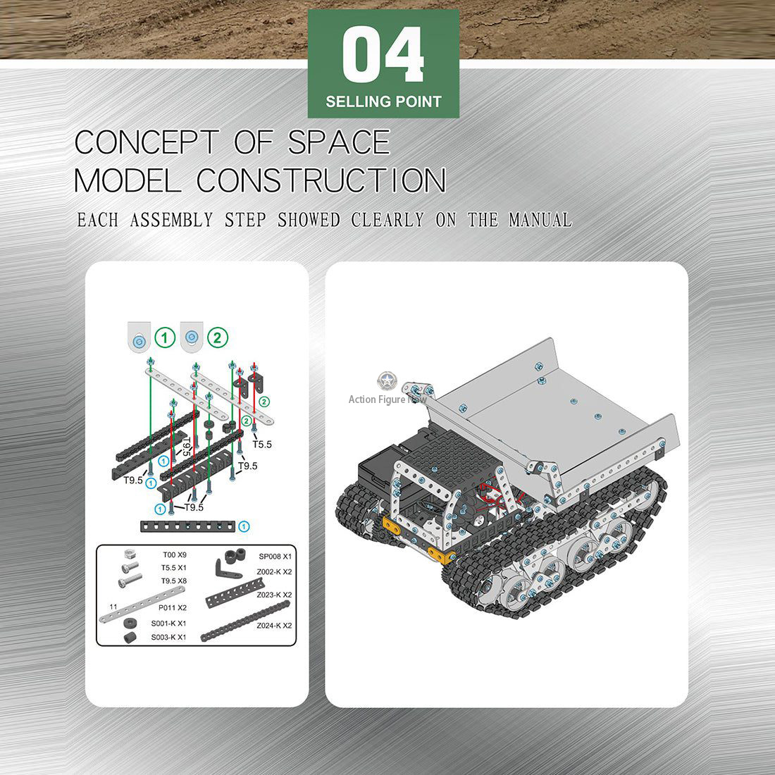 934Pcs 2.4Ghz 10CH Metal RC Tracked Dump Truck Model Puzzle 934Pcs 2.4Ghz 10CH Metal RC Tracked Dump Truck Model Puzzle