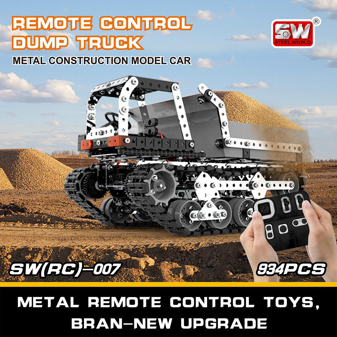 934Pcs 2.4Ghz 10CH Metal RC Tracked Dump Truck Model Puzzle 934Pcs 2.4Ghz 10CH Metal RC Tracked Dump Truck Model Puzzle